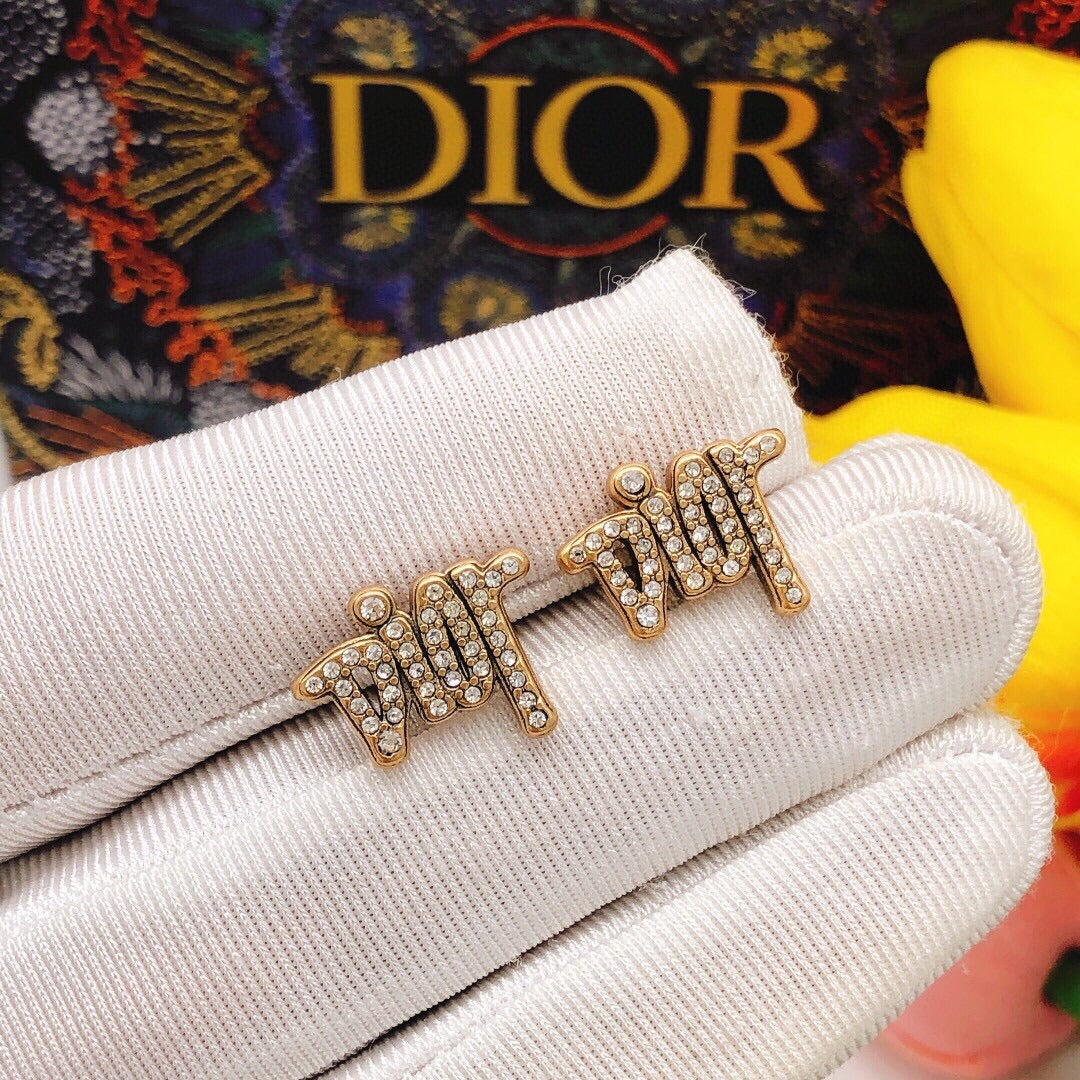 Dior Brass Logo Earrings