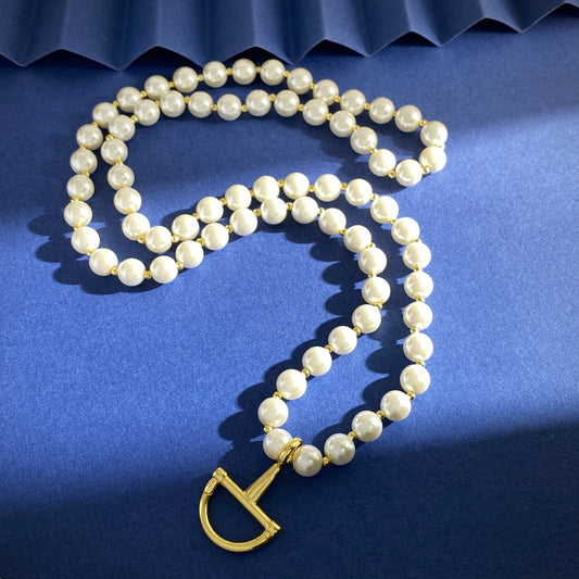 Gucci Silver Brass Pearl Necklace