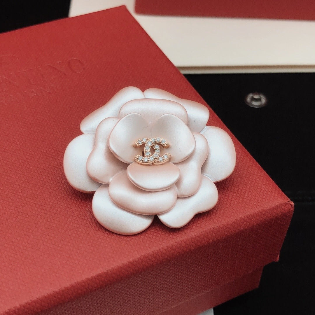 Chanel Pink Brass Floral Brooch