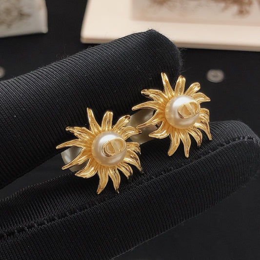 Dior Brass Floral Earrings