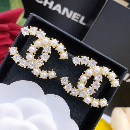 Chanel Brass & Sterling Silver Pearl Earrings