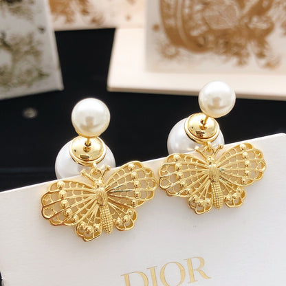 Dior Brass Butterfly Earrings