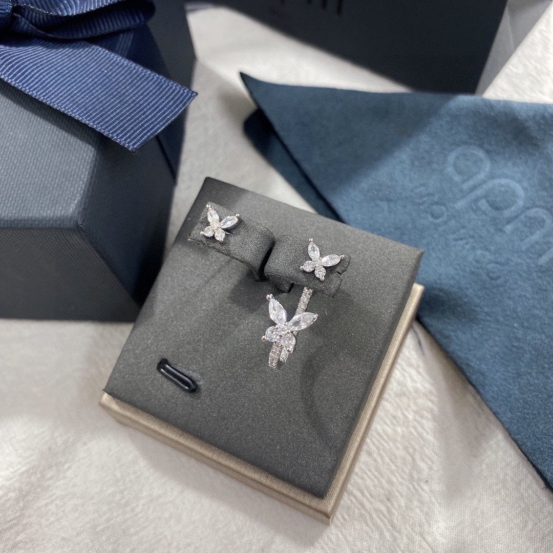 Unbranded White Sterling Silver Butterfly Earrings