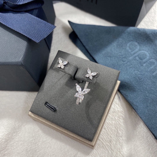 Unbranded White Sterling Silver Butterfly Earrings