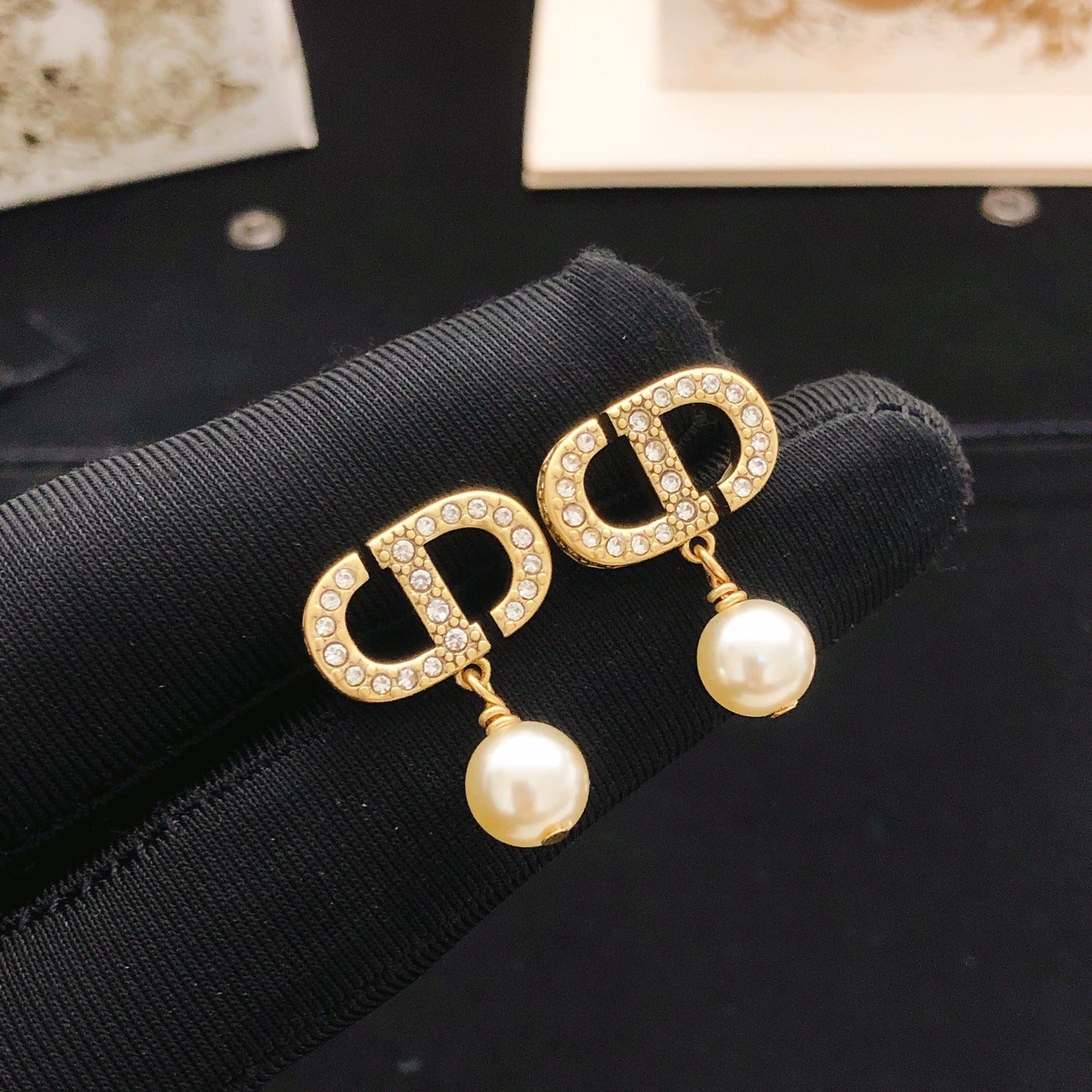 Dior Brass Pearl Earrings