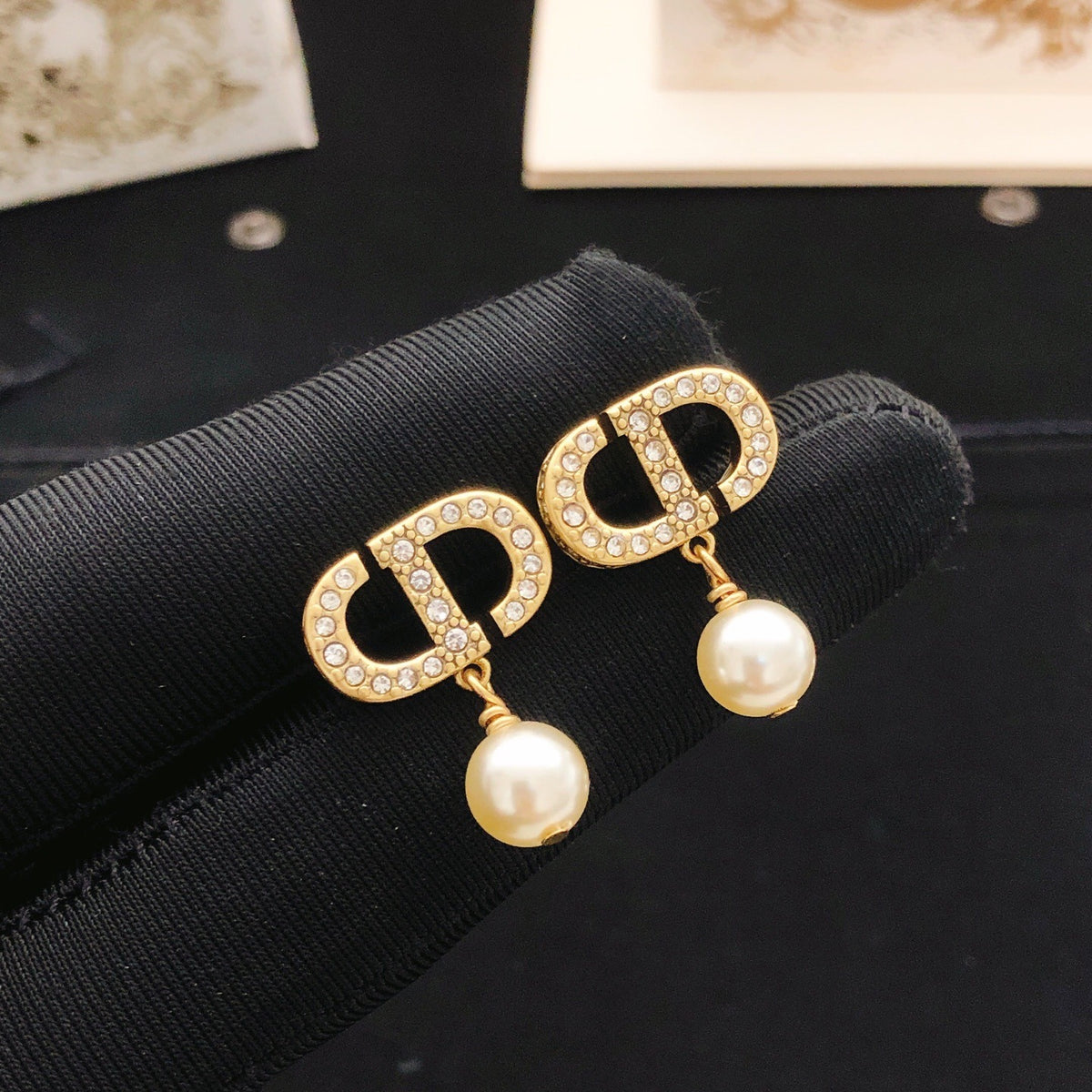 Dior Brass Pearl Earrings