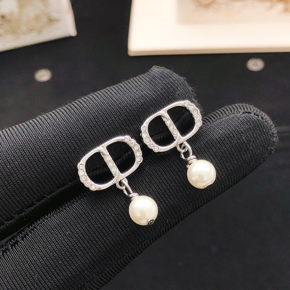 Dior Brass Pearl Earrings