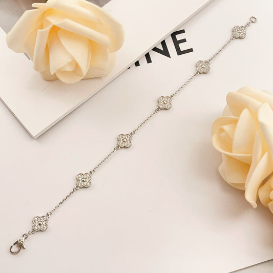 Van Cleef & Arpels Silver Brass Clover Bracelet