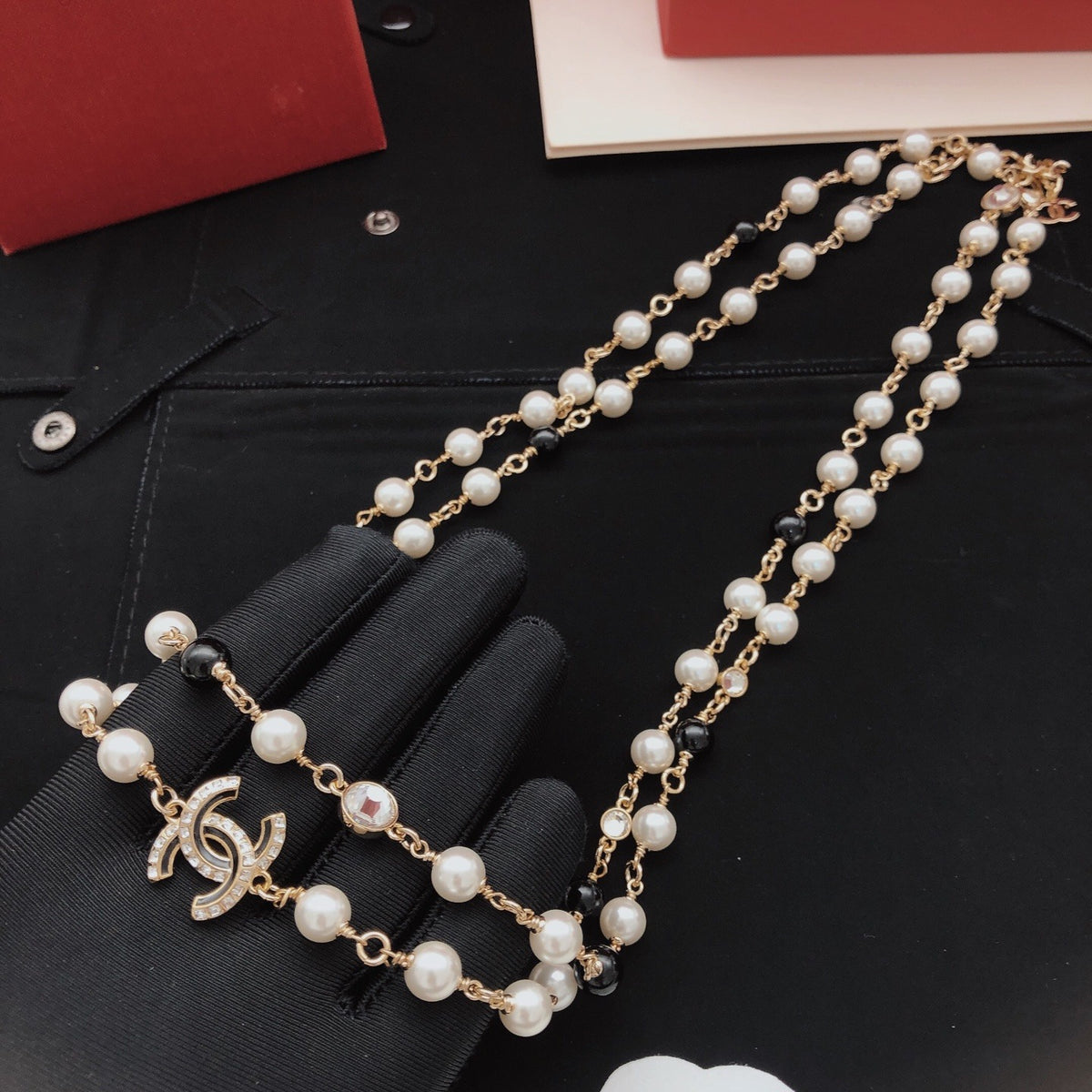 Chanel Brass Pearl Necklace