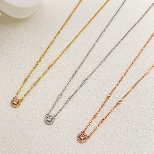 Messika Silver Brass Pave Necklace