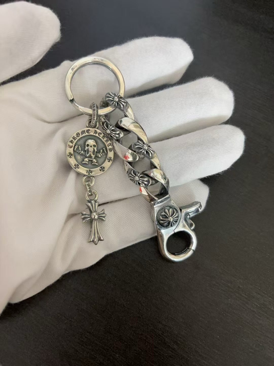 Chrome Hearts Sterling Silver Cross Keychain