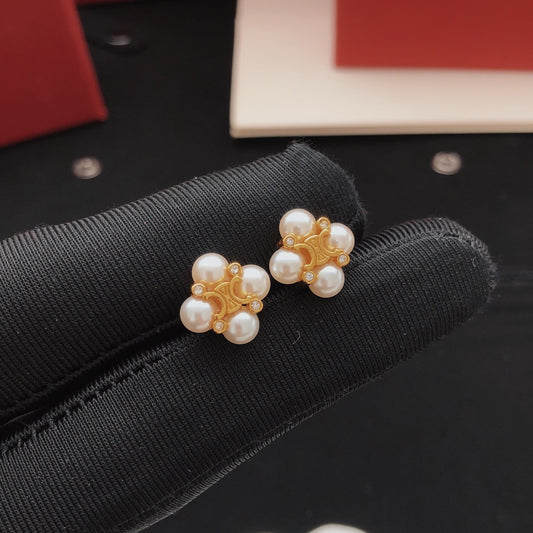 Celine Brass Pearl Earrings