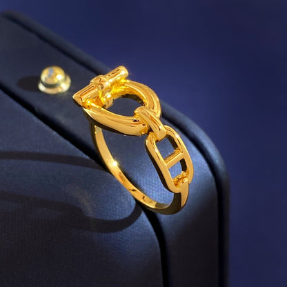 Hermes Gold Brass Ring