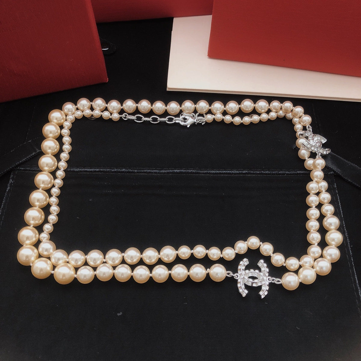 Chanel Brass Pearl Necklace