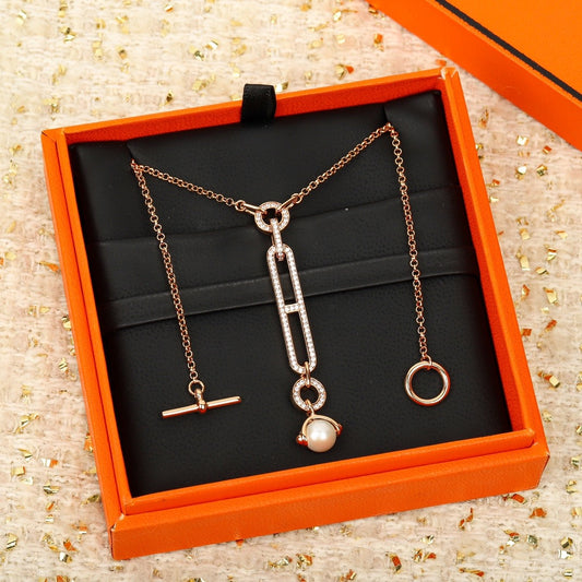 Hermes Sterling Silver Pearl Necklace