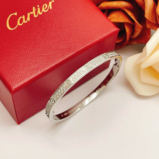 Cartier Silver Brass Pave Bracelet