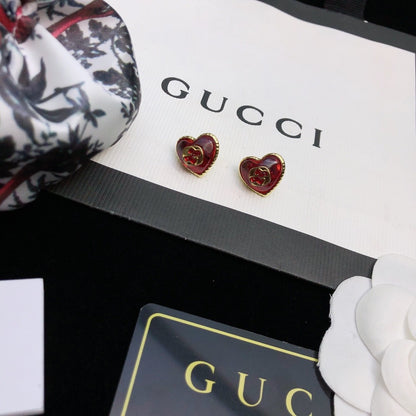 Gucci Red Sterling Silver Double G Earrings