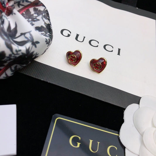 Gucci Red Sterling Silver Double G Earrings