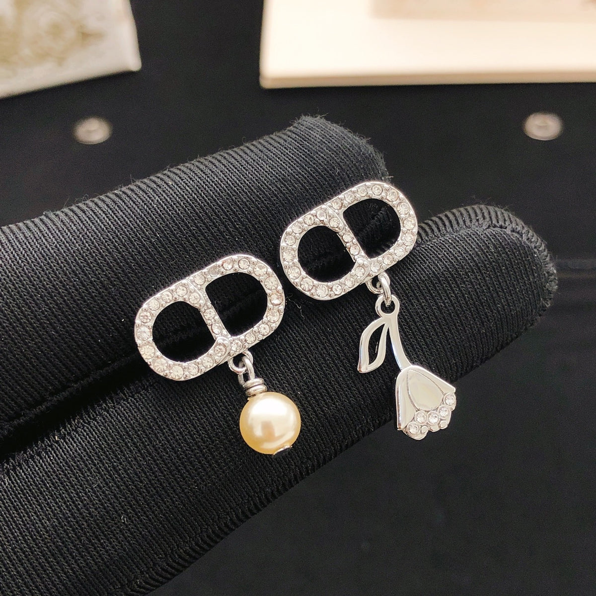 Dior Brass Pearl Earrings