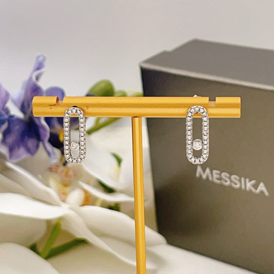 Messika Silver Brass Pave Earrings