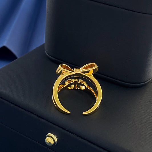 Dior Gold Brass Bow Ring