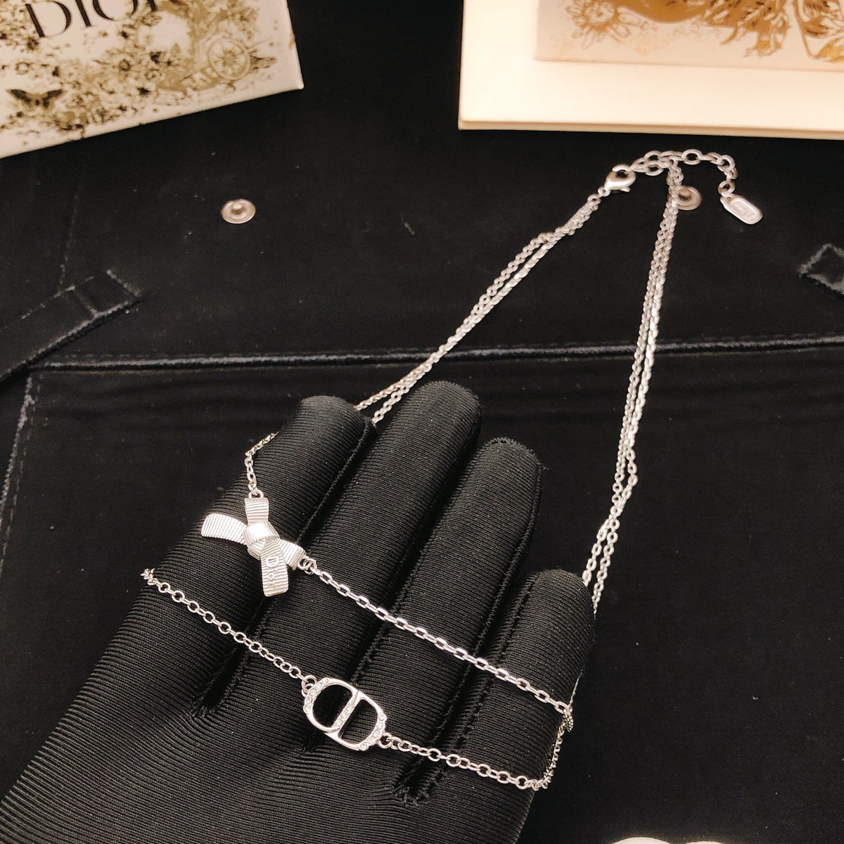 Dior Brass Bow Necklace