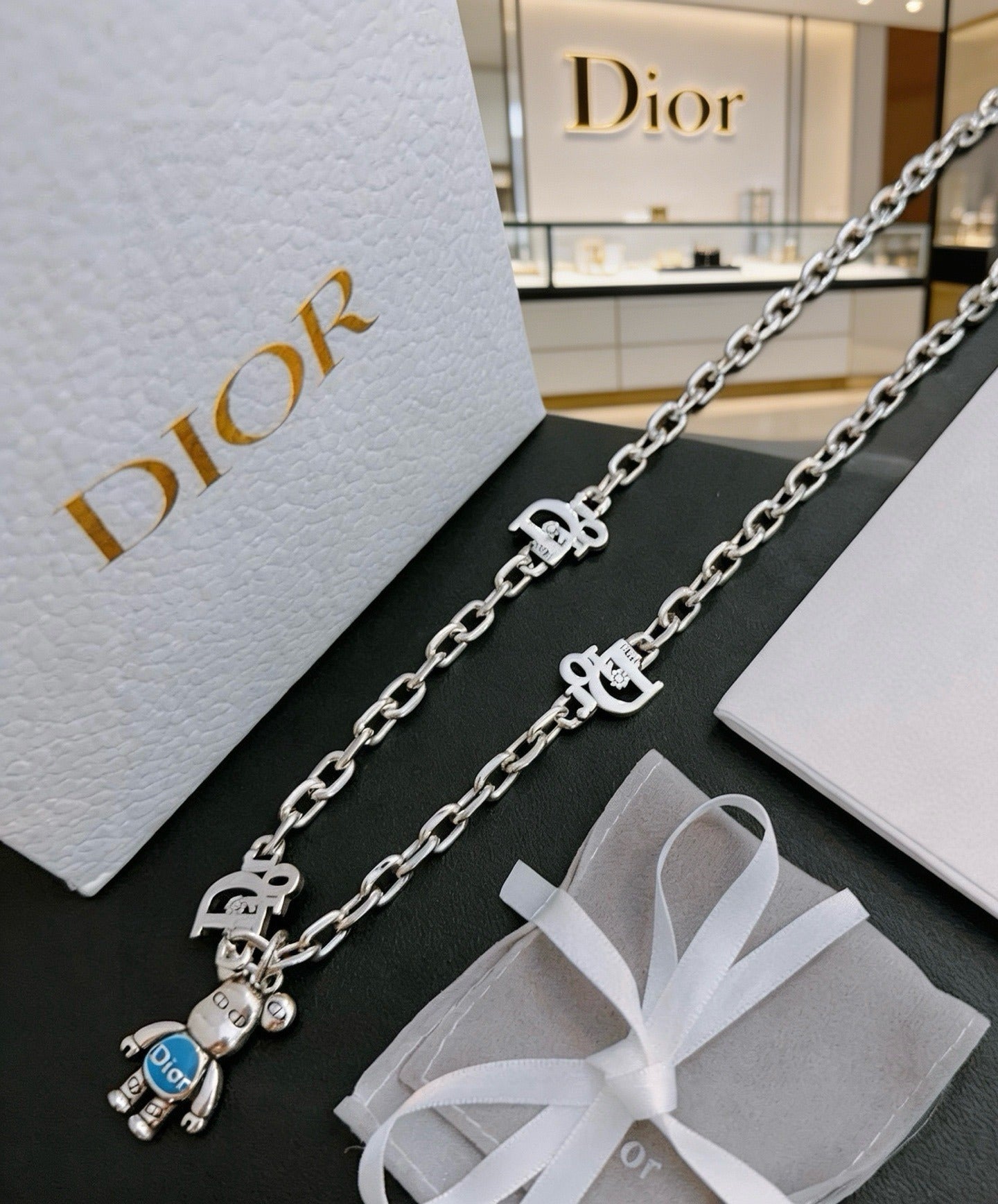Dior Sterling Silver Chain Necklace