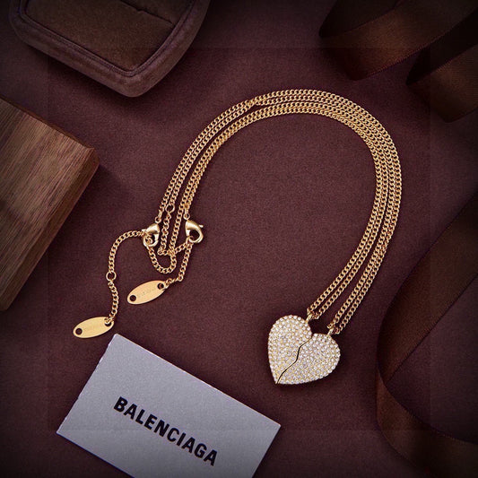 Balenciaga Brass Heart Necklace