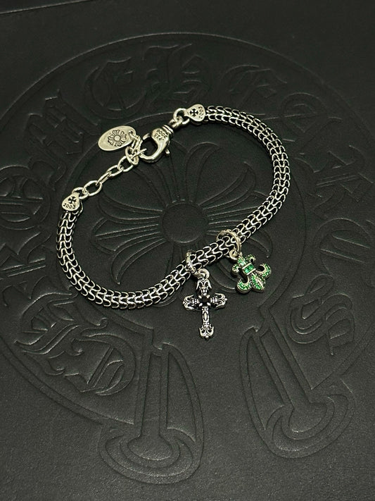 Chrome Hearts Sterling Silver Cross Bracelet