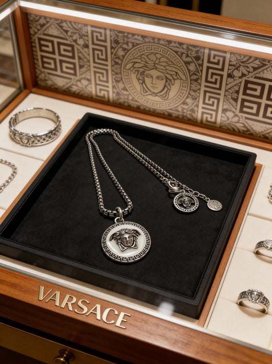 Versace Sterling Silver Chain Necklace