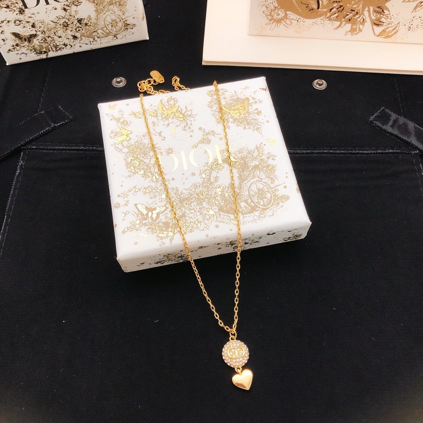 Dior Gold Brass Heart Necklace