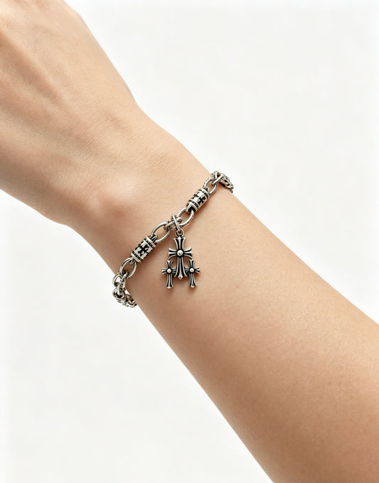 Chrome Hearts Sterling Silver Cross Bracelet