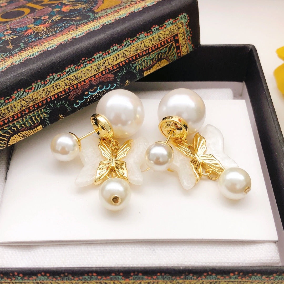 Dior Brass Butterfly Earrings