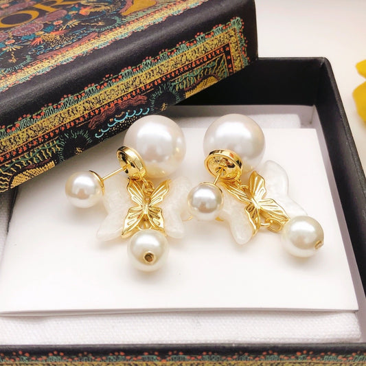Dior Brass Butterfly Earrings