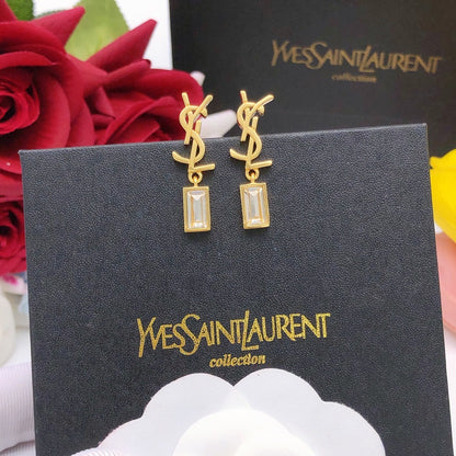 Saint Laurent Silver Logo Earrings
