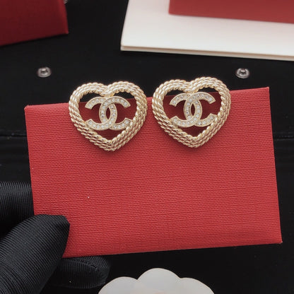 Chanel Brass Heart Earrings