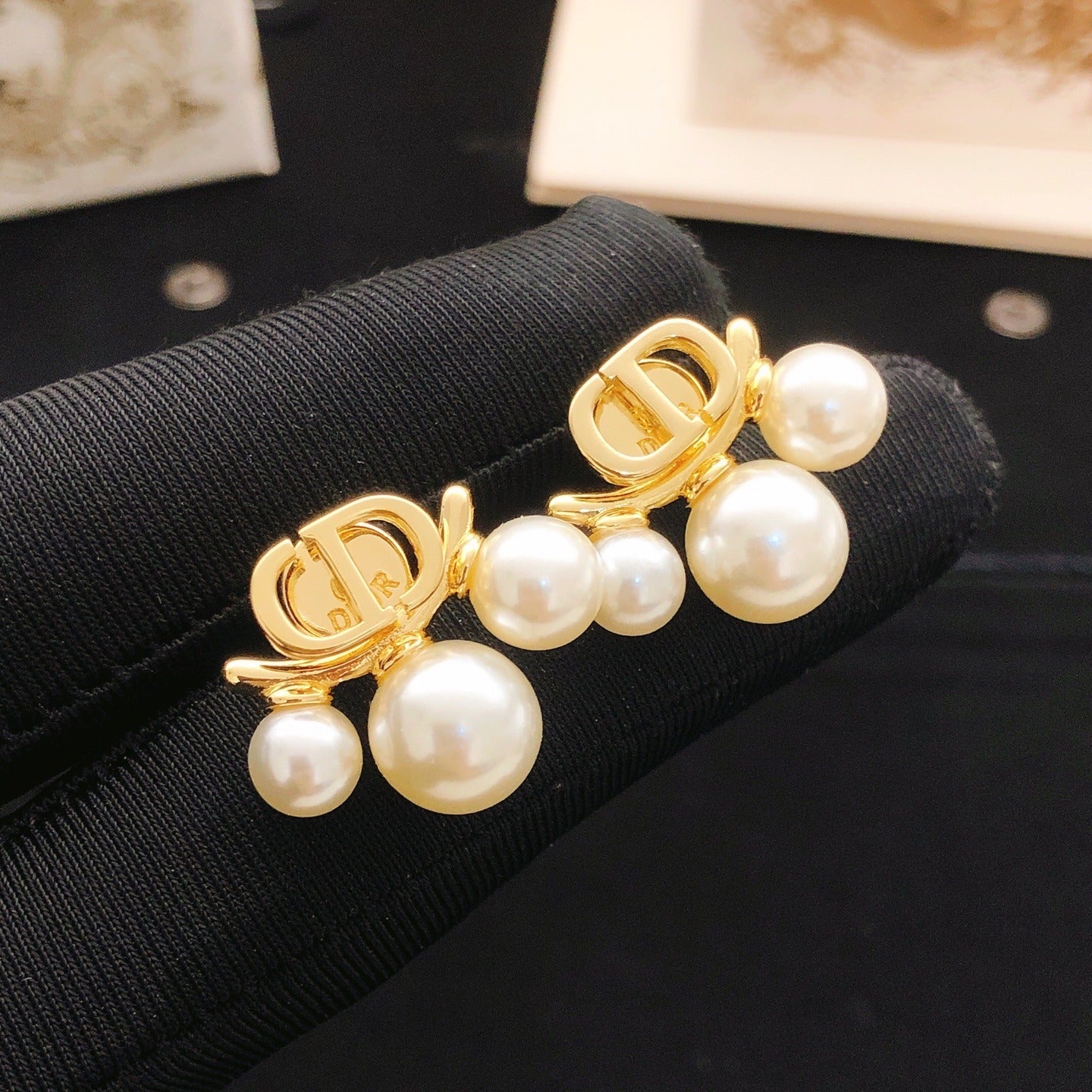 Dior Brass Pearl Earrings