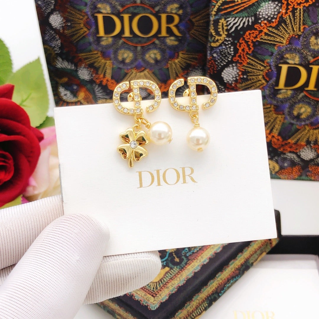 Dior Brass Clover Earrings