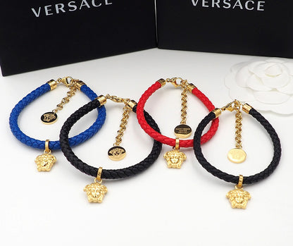 Versace Gold Leather Medusa Bracelet
