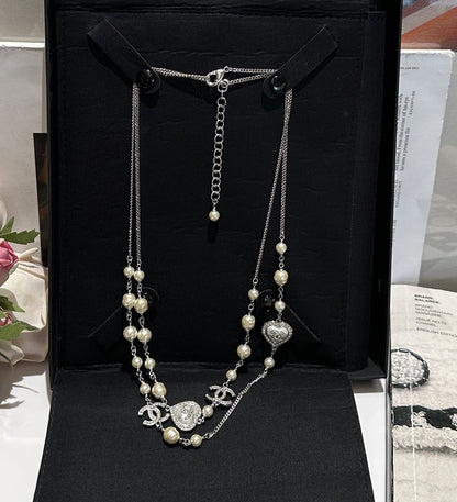 Chanel White Heart Necklace