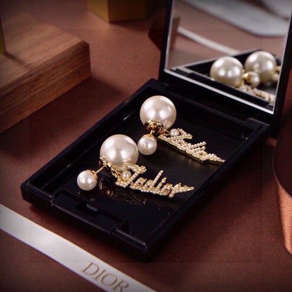 Dior Brass Pearl Earrings