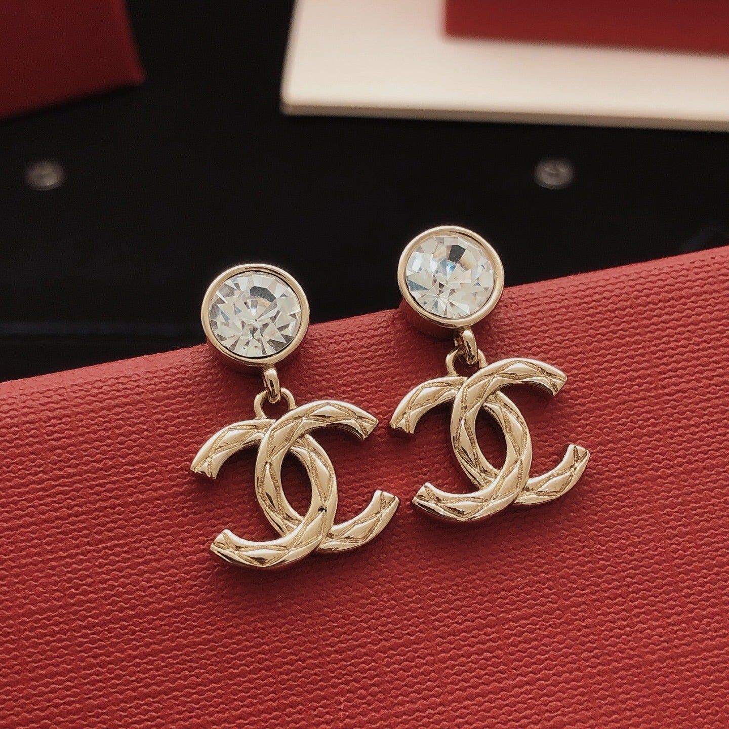 Chanel Brass Solitaire Earrings