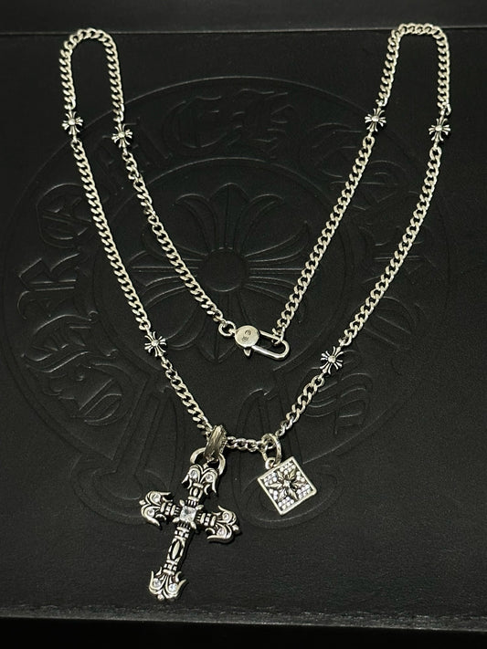 Chrome Hearts Sterling Silver Cross Necklace