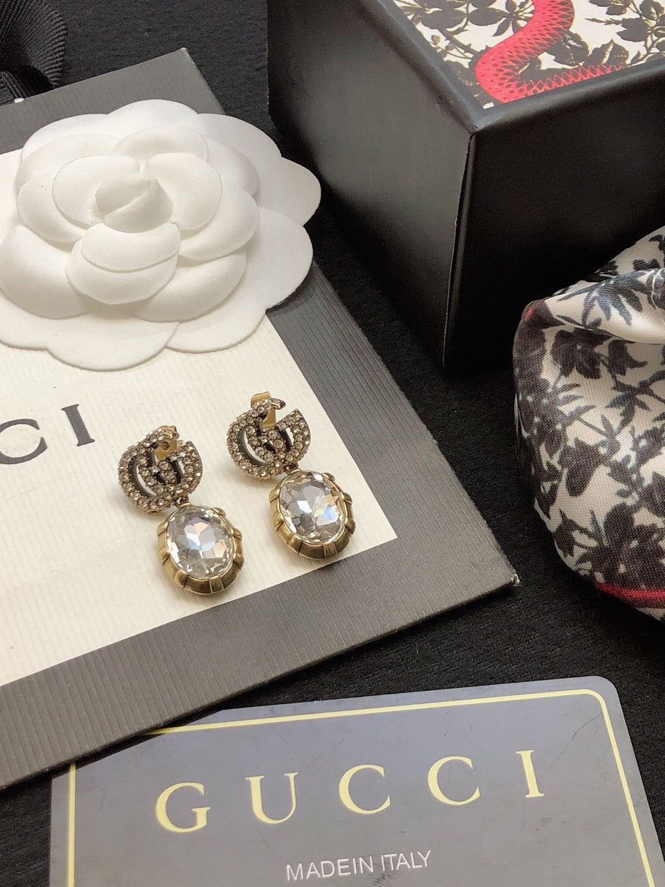 Gucci Brass & Sterling Silver Pearl Earrings