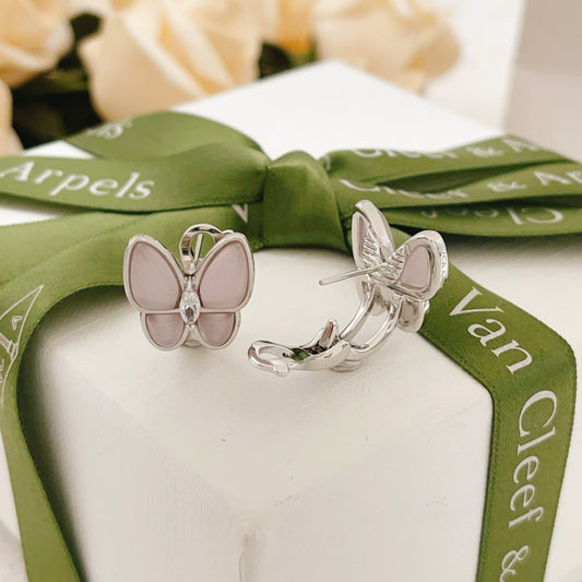 Van Cleef & Arpels Pink Brass Butterfly Earrings