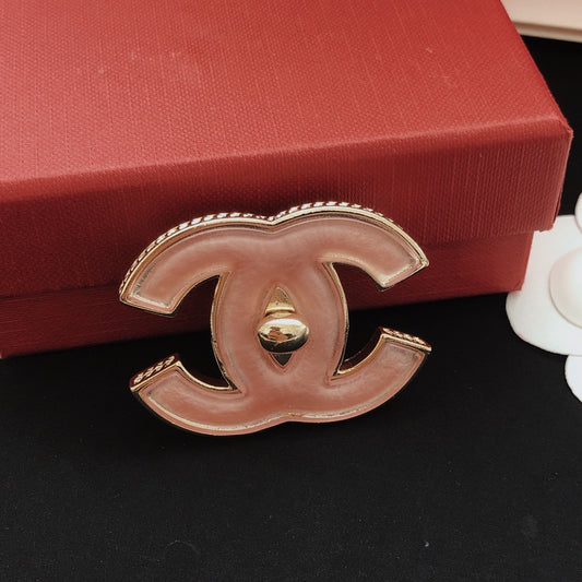 Chanel Pink Brass Brooch