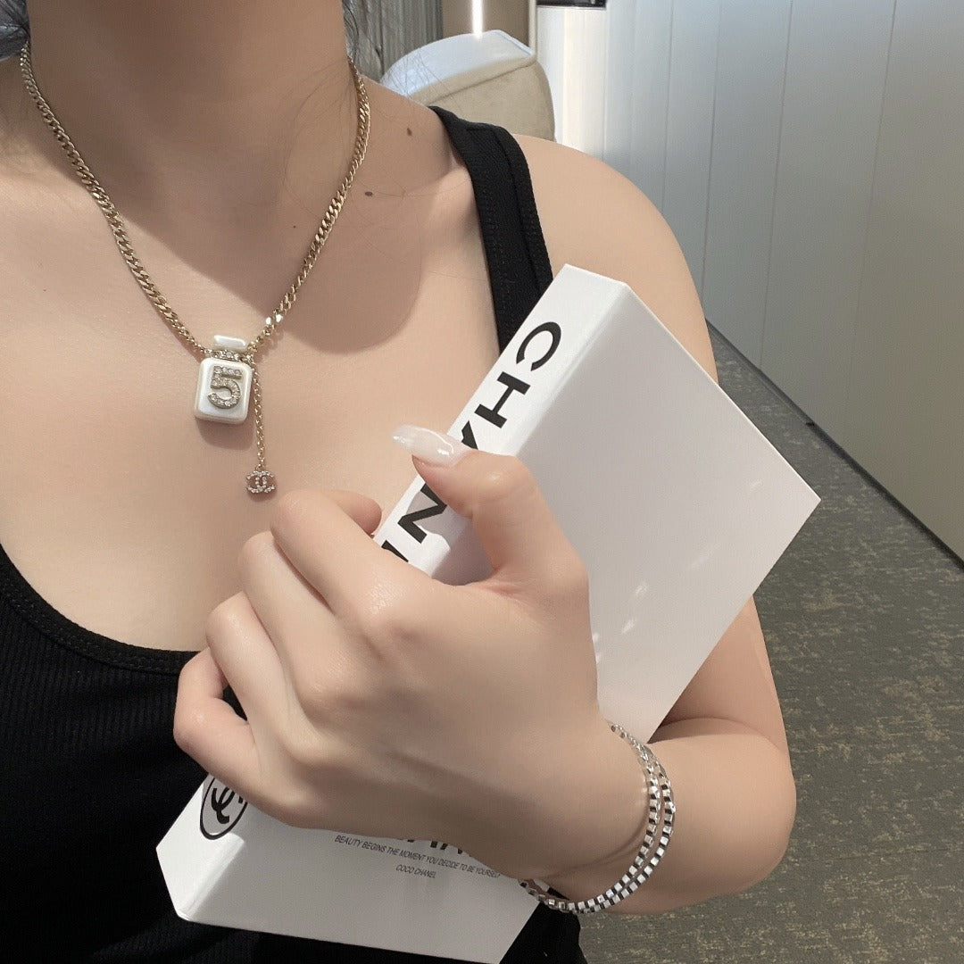 Chanel White Brass Necklace