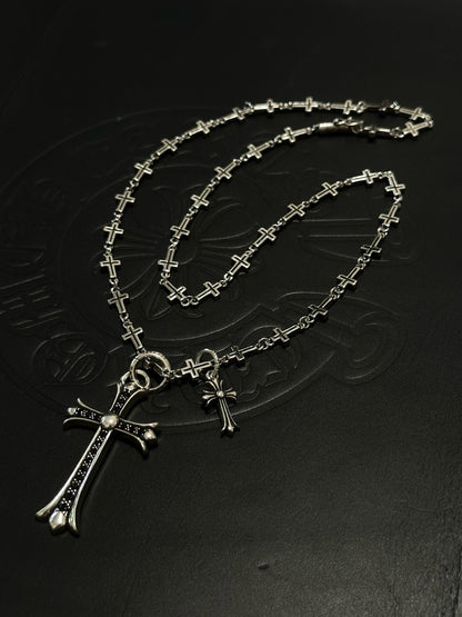 Chrome Hearts Sterling Silver Cross Necklace