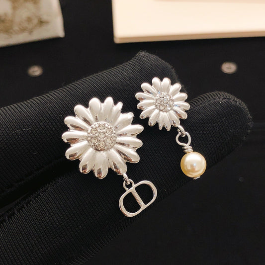 Dior Brass Pearl Earrings