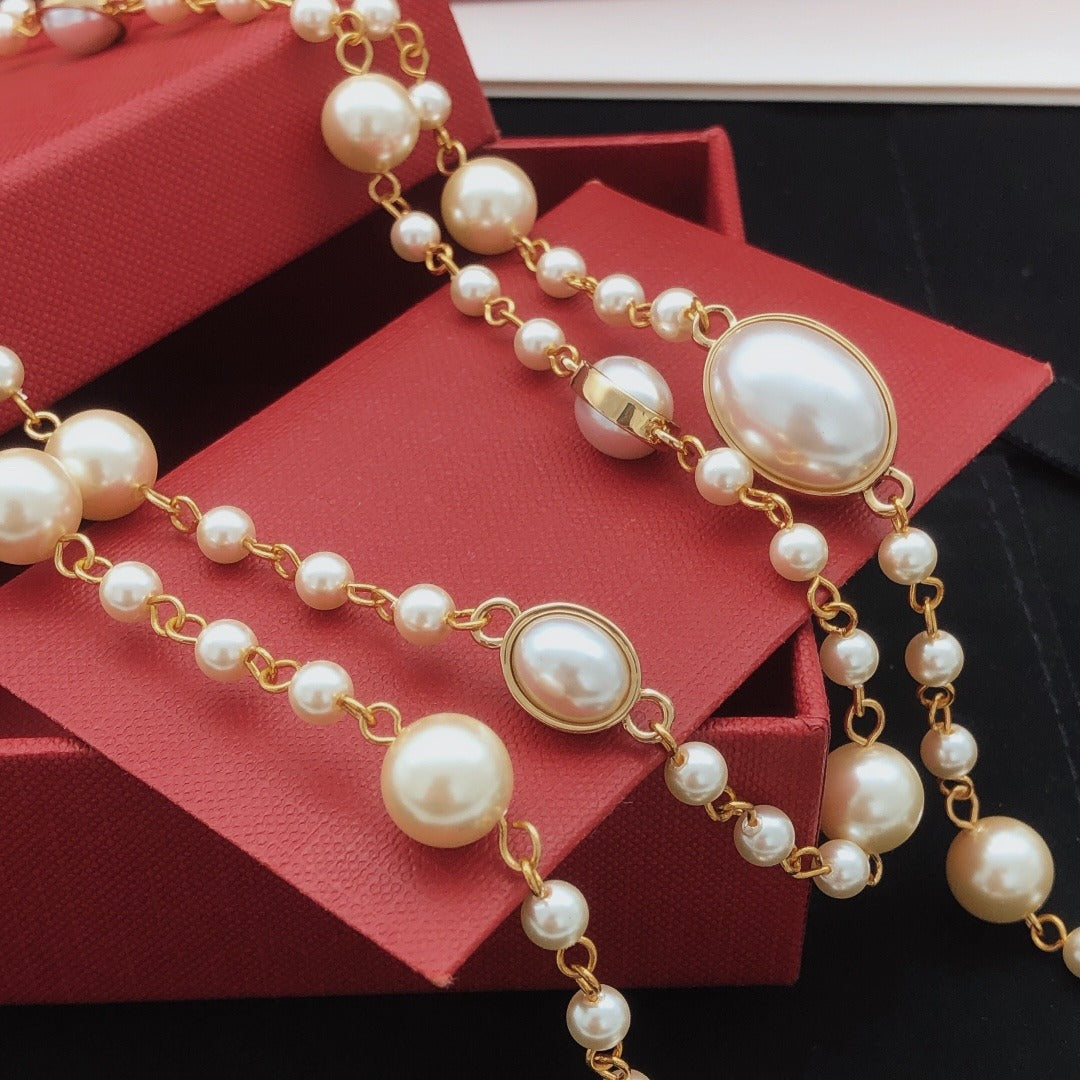 Chanel Brass Pearl Necklace